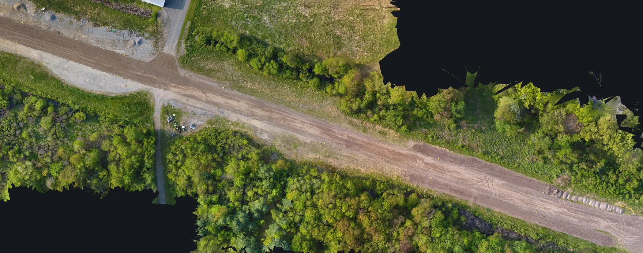 Orthomosaic of a grass and gravel runway corridor at Minuteman Airfield